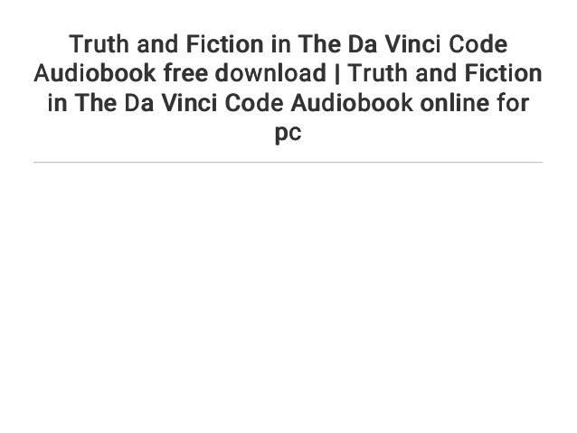 Da vinci code audio books free download free
